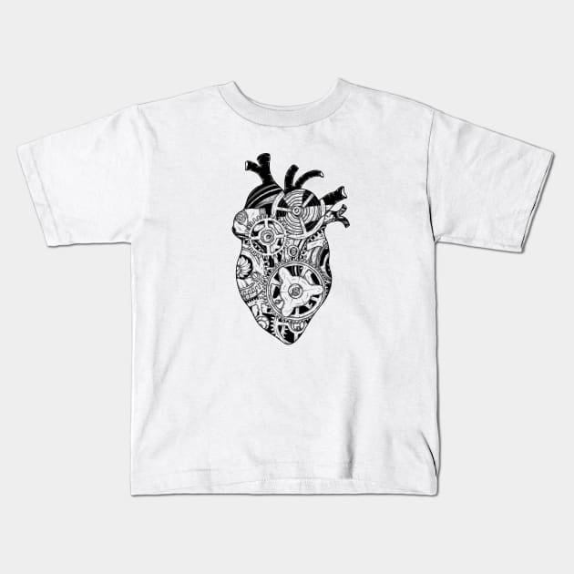 Mechanical Heart Kids T-Shirt by P7 illustrations 